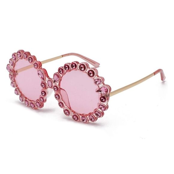 Crystal Women Big Rhinestone Sunglasses Oversized Round - Picture 1 of 4